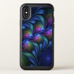 Colorful Luminous Abstract Blue Pink Green Fractal Speck iPhone X Case