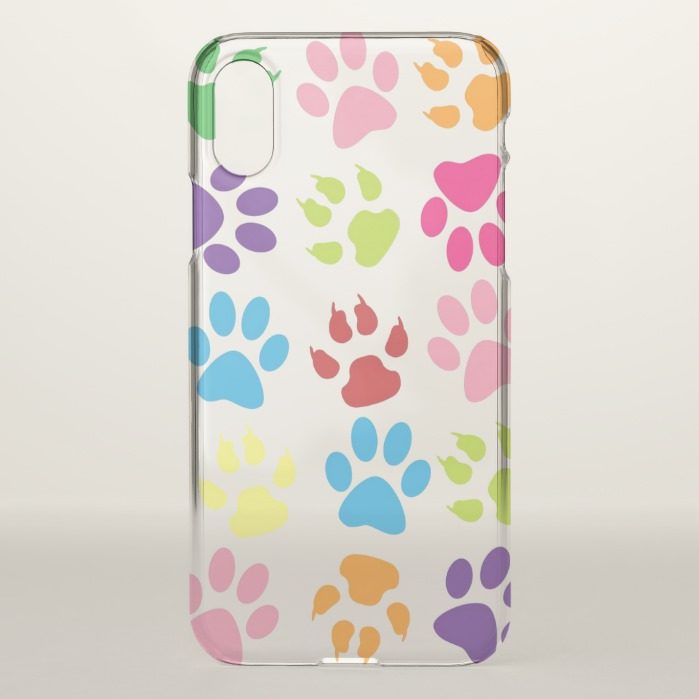 Colorful Paw Prints iPhone X Case
