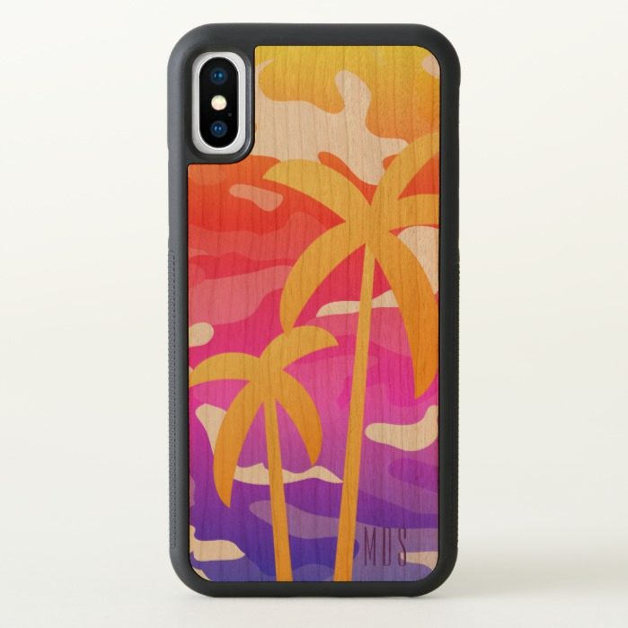 Colorful Rainbow Skies Tropical Palms iPhone X Case