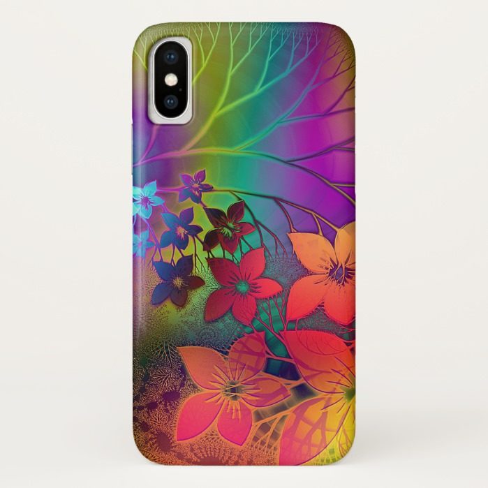 Colorful Retro Tie-Dye Rainbow Floral Pattern iPhone X Case