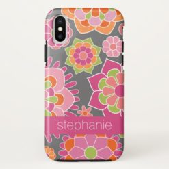Colorful Spring Floral Pattern Custom Name iPhone X Case