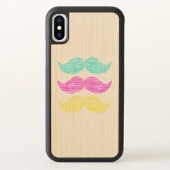 Colorful Three Mustaches Cyan Magenta Yellow iPhone X Case