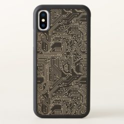 Computer Circuit Board iPhone X Bumper Wood Case