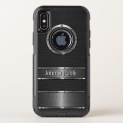 Contemporary Black and Silver OtterBox Commuter iPhone X Case