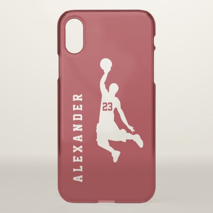 Cool New Custom Sports Red Basketball Player Name iPhone X Case