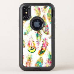 Cool trendy watercolor neon splatters feathers OtterBox defender iPhone x Case