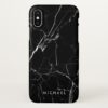 Cracked Black Marble Texture Personalized Name iPhone X Case