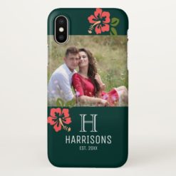 Custom Couple Photo | Name and Monogram | Floral iPhone X Case