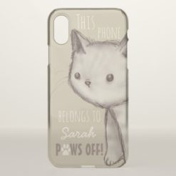 Custom Cute Cat Illustration Paws Off iPhone X Case