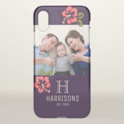 Custom Family Photo | Name and Monogram | Floral iPhone X Case
