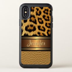 Custom Faux Leopard Skin Gold Leather Pattern Speck iPhone X Case
