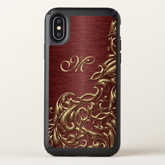 Custom Faux Shiny Gold Floral Swirl Pattern Speck iPhone X Case
