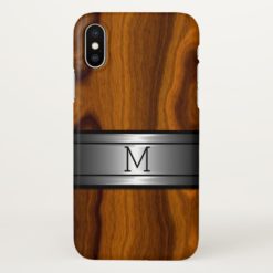 Custom Metal Modern Trendy Wood Grain Pattern iPhone X Case