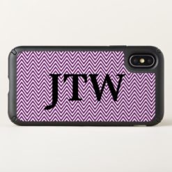 Custom Monogrammed White and Purple Chevron Speck iPhone X Case