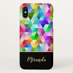 Custom Name Geometric Rainbow Colors iPhone X Case