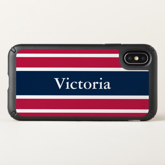 Custom Name Red White and Blue Striped Speck iPhone X Case