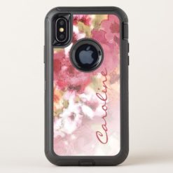 Custom Pretty Flowers Pattern Watercolor Painting OtterBox Defender iPhone X Case