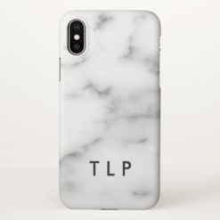 Custom monogram elegant white marble stone iPhone x Case