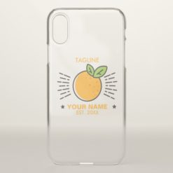 Customizable. Monogram. Cute  Fruit Orange. iPhone X Case