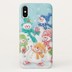 Cute Christmas Snowman Family in the Snow iPhone X Case