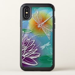 Cute Dragon Fly Pretty Summer Colors Modern Floral Speck iPhone X Case