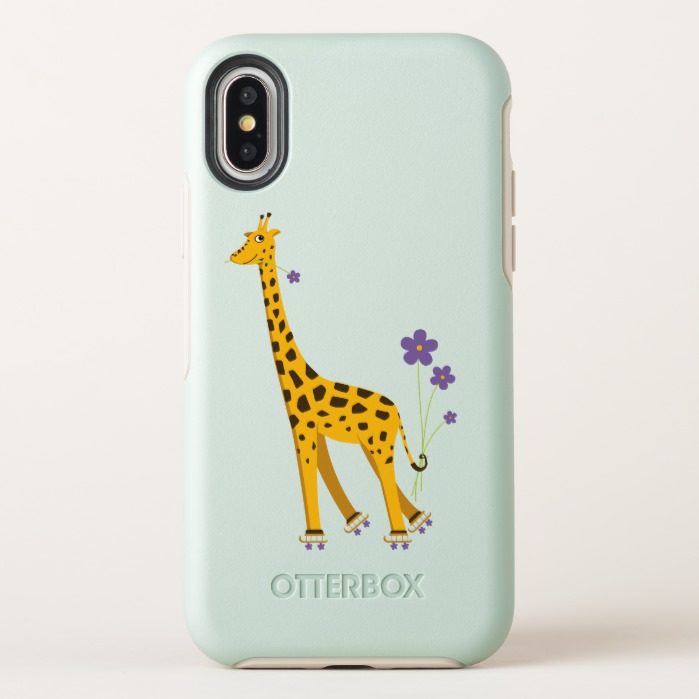 Cute Funny Skating Cartoon Giraffe OtterBox Symmetry iPhone X Case