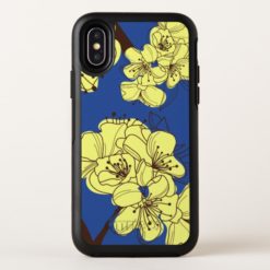 Cute Hand Drawn Yellow Wild Flowers on Blue OtterBox Symmetry iPhone X Case