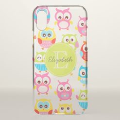 Cute Litte Owls Monogrammed iPhone X Case