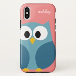 Cute Modern Cartoon Owl with huge eyes iPhone X Case