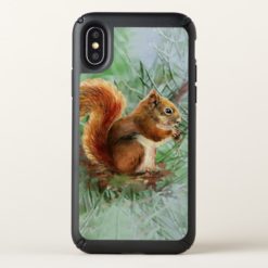Cute Watercolor Little Red Squirrel Animal Art Speck iPhone X Case
