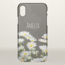 Daisies on Grey Personalised iPhone X Case