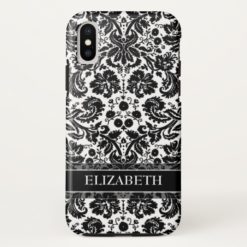 Damask Pattern with Custom Name iPhone X Case