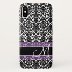 Damask Pattern with Monogram iPhone X Case