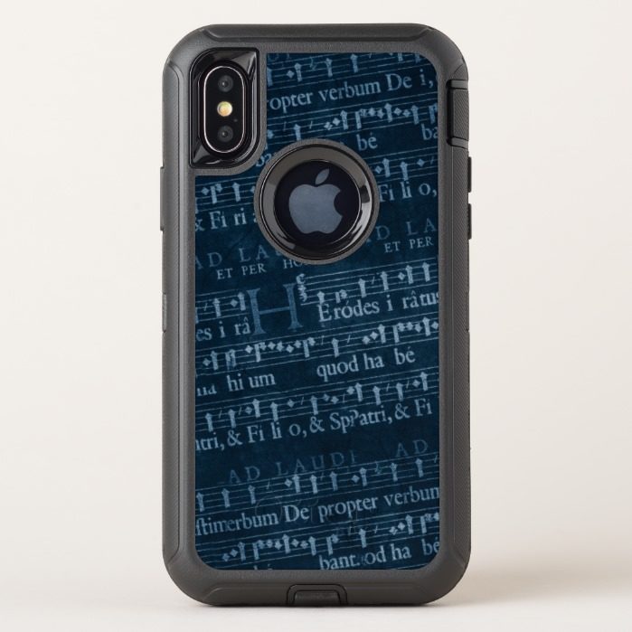 Dark Blue Vintage Music Scales OtterBox Defender iPhone X Case
