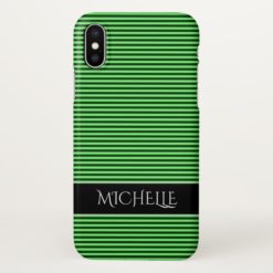 Dark Green & Light Green Stripes/Lines Pattern iPhone X Case