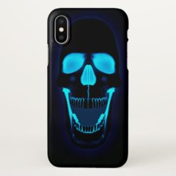 Dark blue lighs skull head iPhone x Case