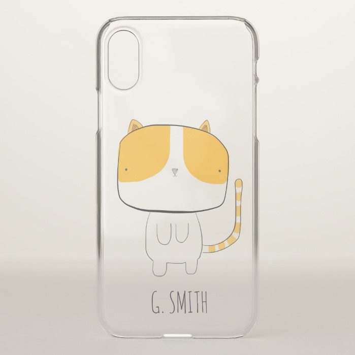 Doodle Yellow Cat. Add Name. iPhone X Case
