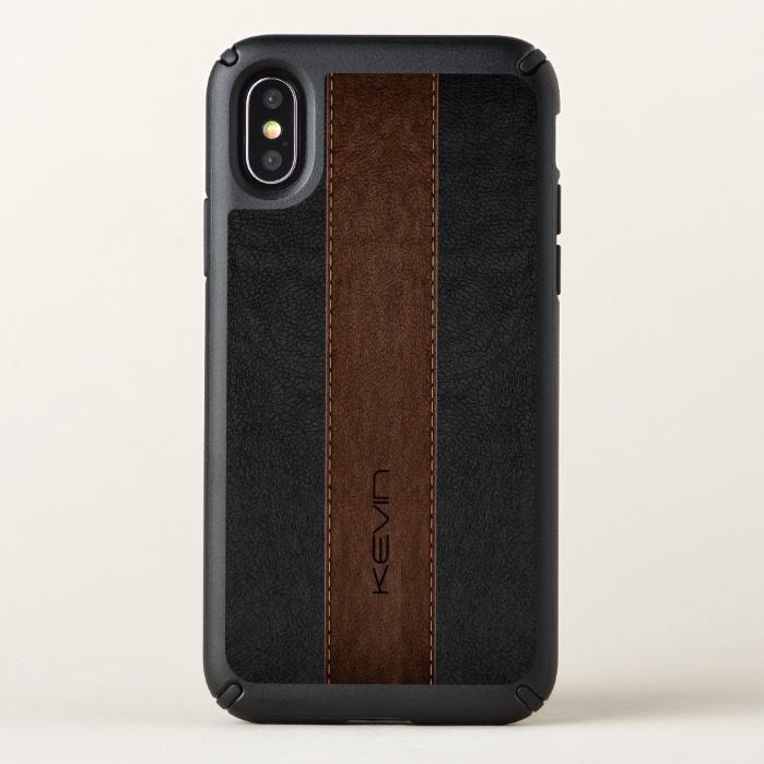 Elegant Black & Brown Faux Leather Speck iPhone X Case
