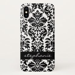 Elegant Damask Patterns with Black and White iPhone X Case