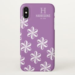 Elegant Lavender Floral Personalized Family Name iPhone X Case