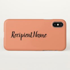Elegant Light Salmon Background and Black Name iPhone X Case