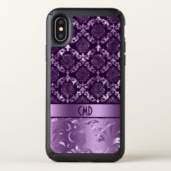 Elegant Purple Damask & Metallic Purple Background Speck iPhone X Case