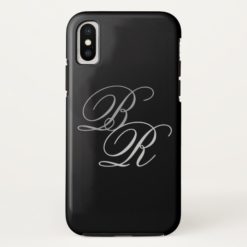 Elegant Simple Black Gray Monogram Initials iPhone X Case