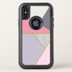 Elegant geometric stripes polka dots pastel OtterBox defender iPhone x Case