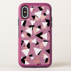 Elegant geometric triangles rose gold glitter OtterBox symmetry iPhone x Case