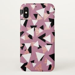 Elegant geometric triangles rose gold glitter iPhone x Case