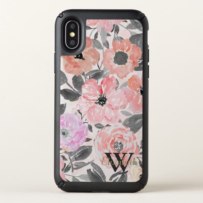 Elegant simple watercolor floral speck iPhone x Case