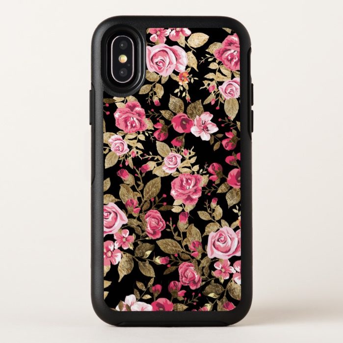 Elegant spring floral gold pattern OtterBox symmetry iPhone x Case