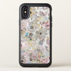 Elegant whimsical grey watercolor roses speck iPhone x Case