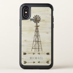 Farm Farmhouse Rustic Windmill Arrows Wooden Speck iPhone X Case